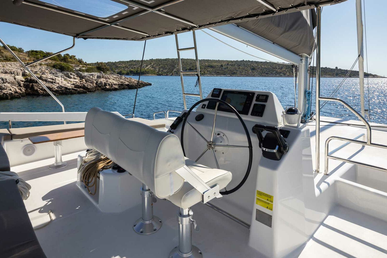 Luxury Catamaran Charter Dufour 48 Catamaran helm station