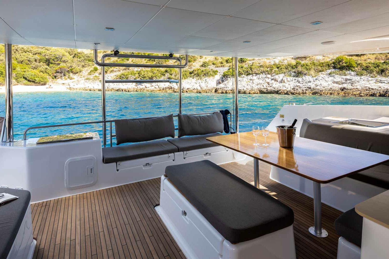 Luxury Catamaran Charter Dufour 48 Catamaran cockpit