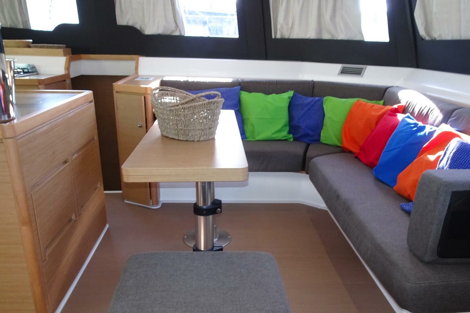Luxury Catamaran Charter Dufour 48 Catamaran saloon view