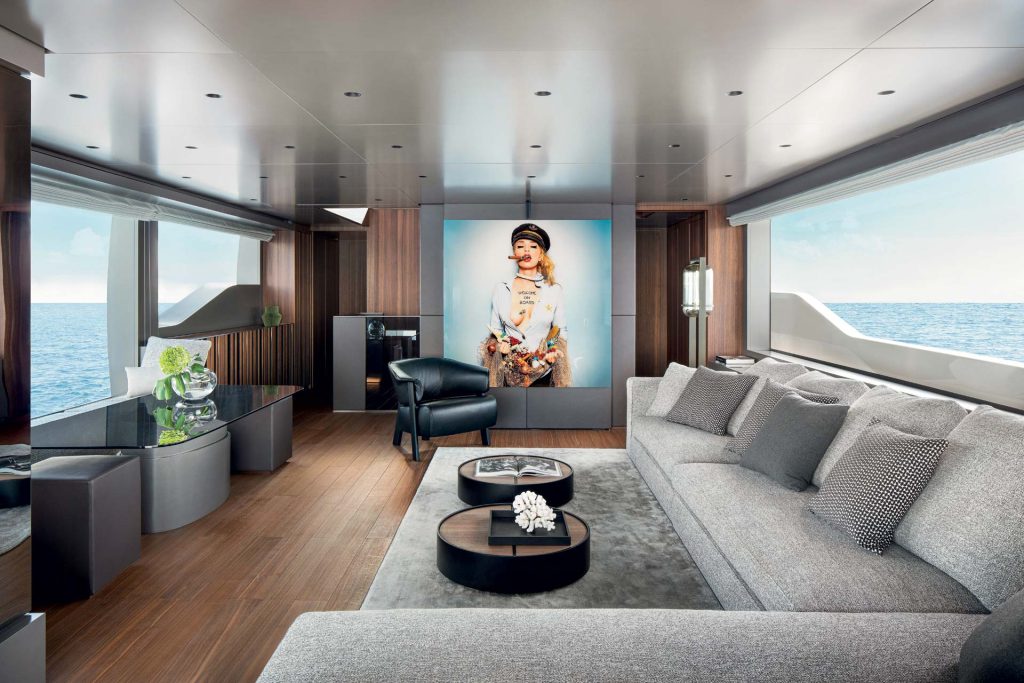 This is a photography of Sanlorenzo's yacht interior