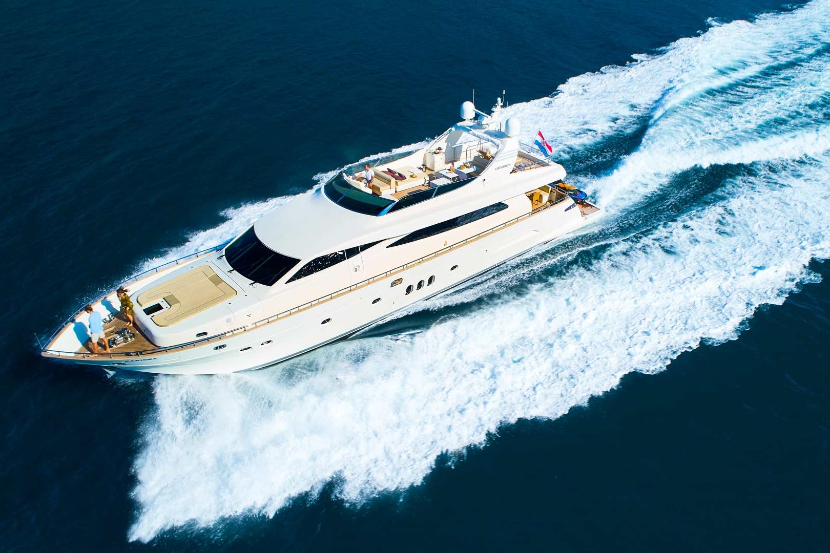 The luxury yacht Karisma running