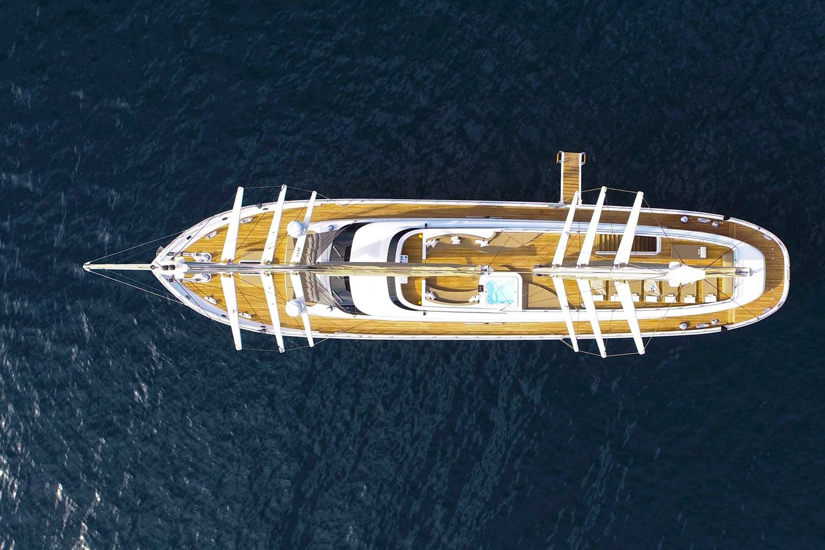 The luxury sailing yacht Acapella from the air