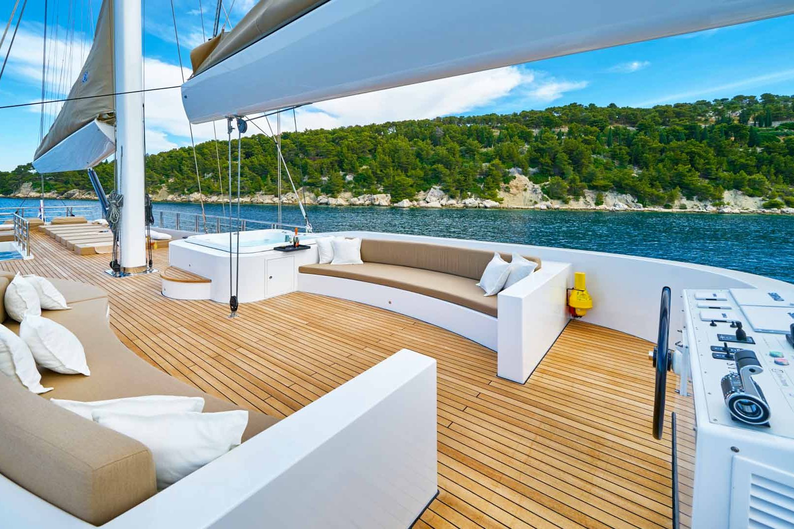 The luxury sailing yacht Acapella fly view