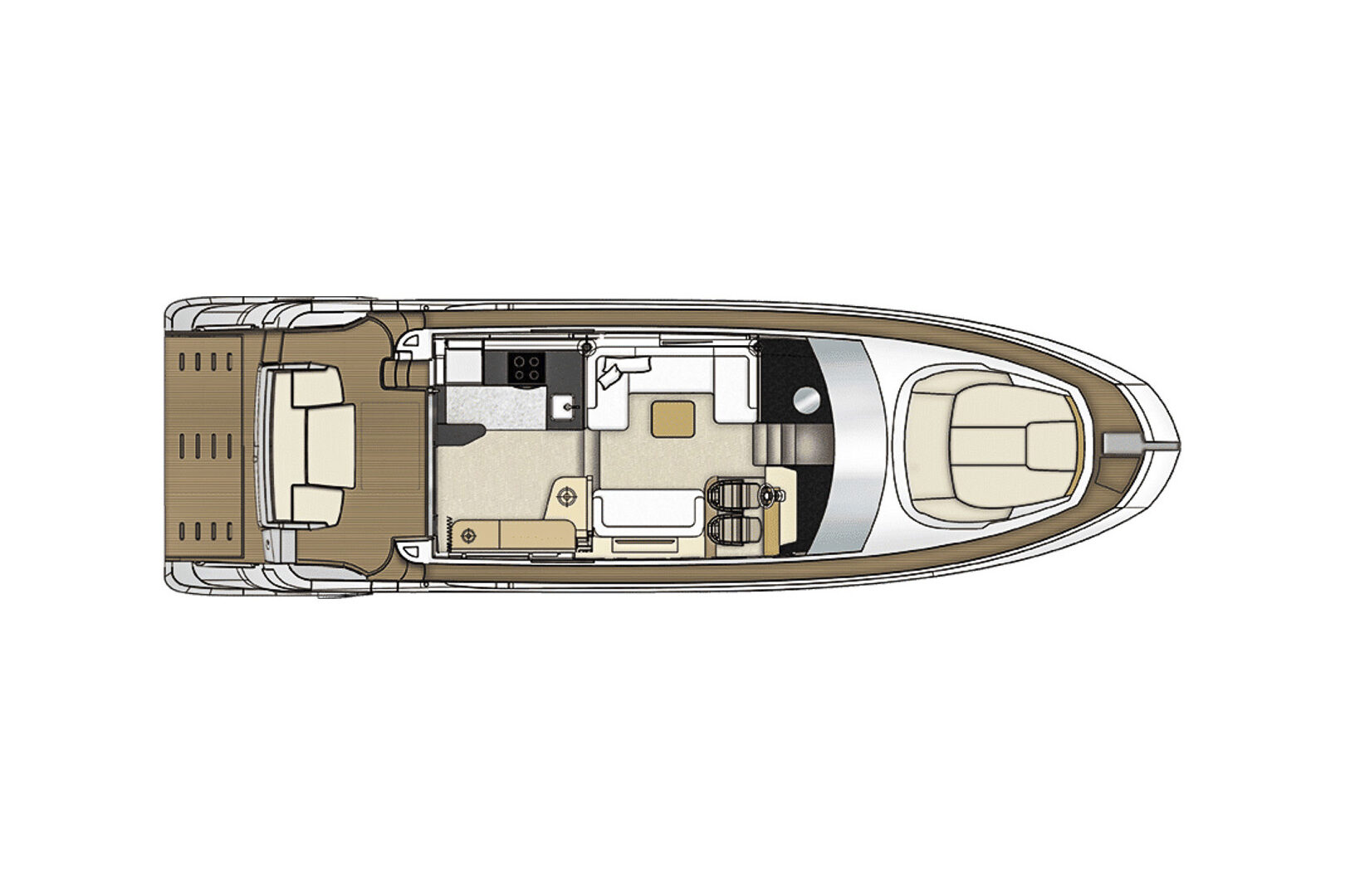 Motor boat Azimut 55 Flybridge layout main deck