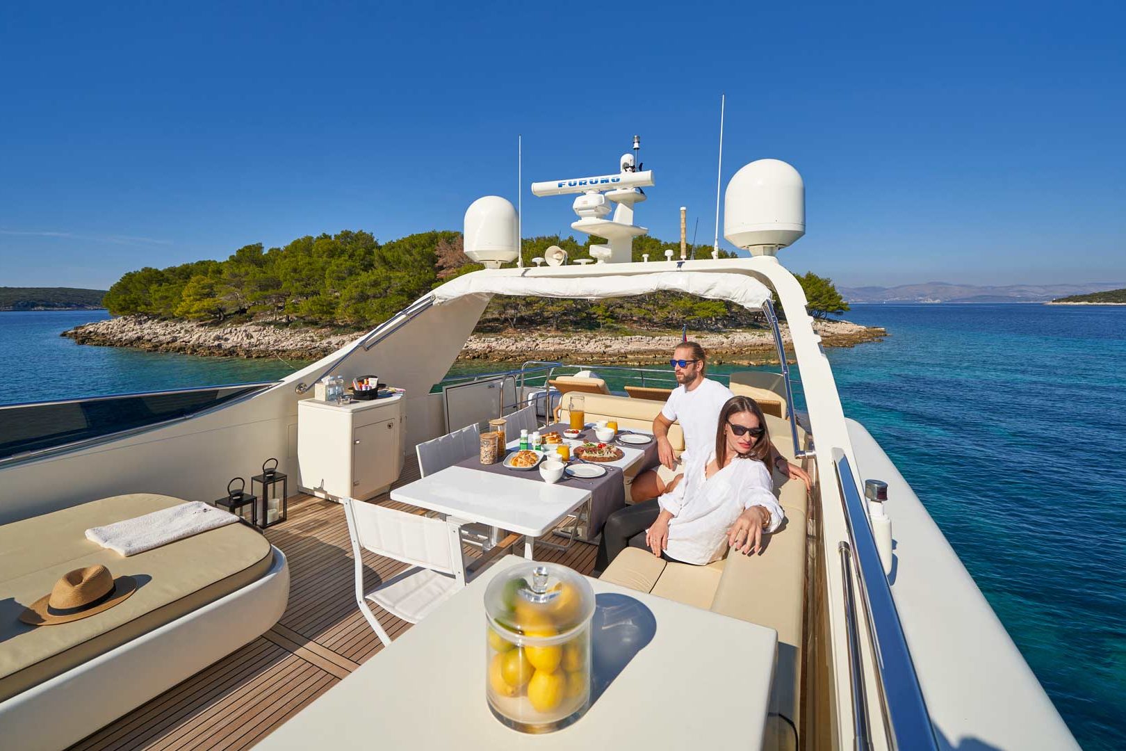 The luxury yacht Karisma fly view