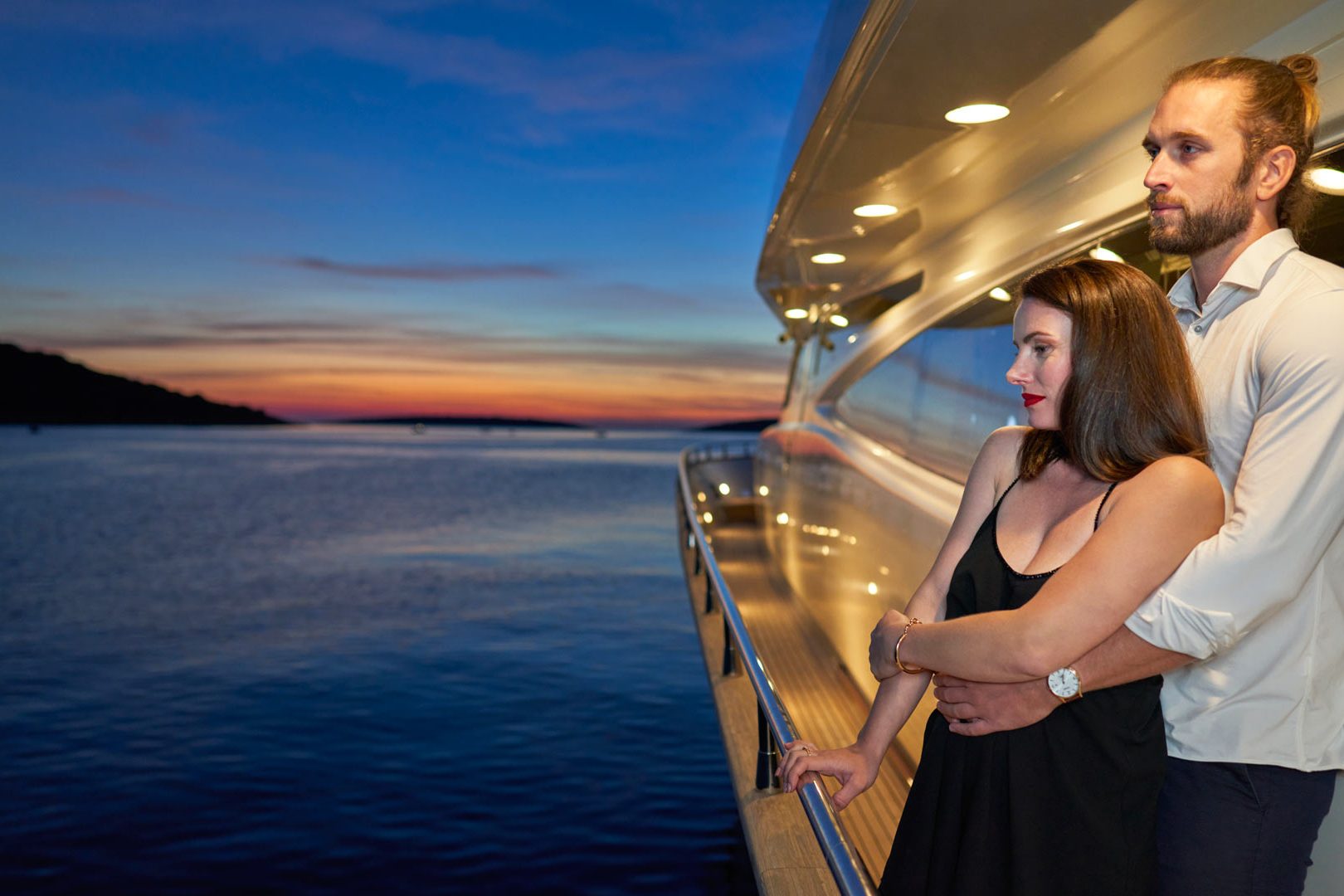 The luxury yacht Karisma sunset view