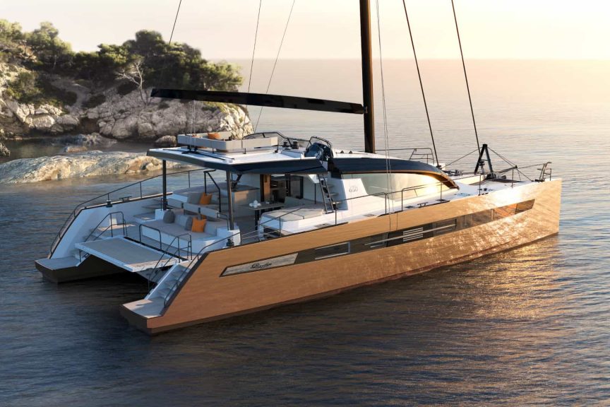 This is a photography of Privilege Signature 650 luxury catamaran