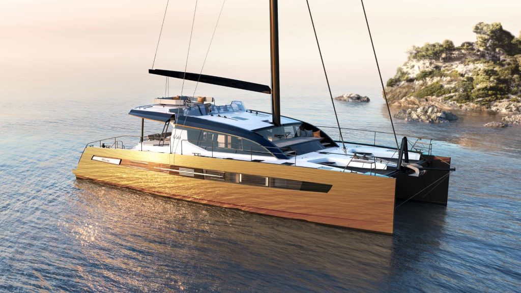 This is a photography of new Privilege Signature 650 luxury catamaran