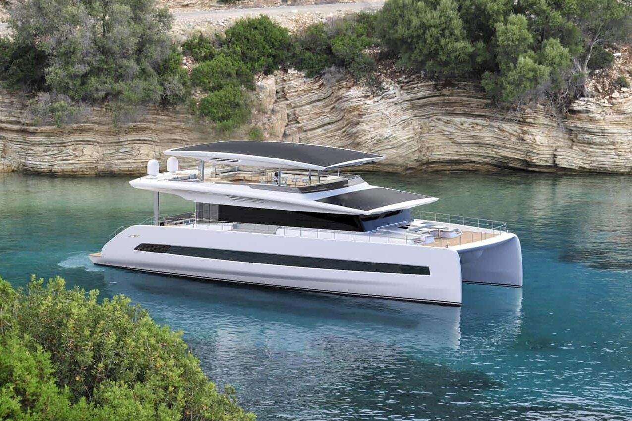 Silent 80 catamaran side view