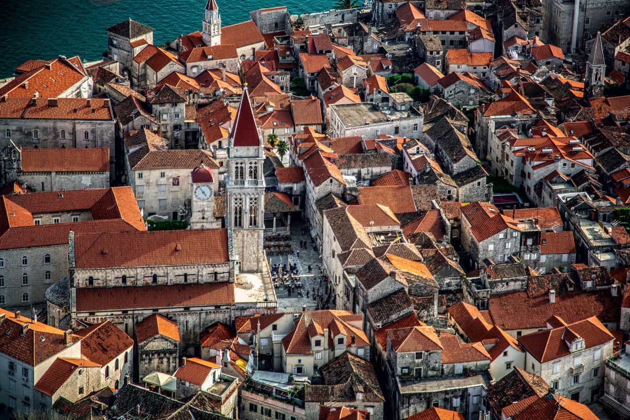 Trogir, city aerial view, Croatia