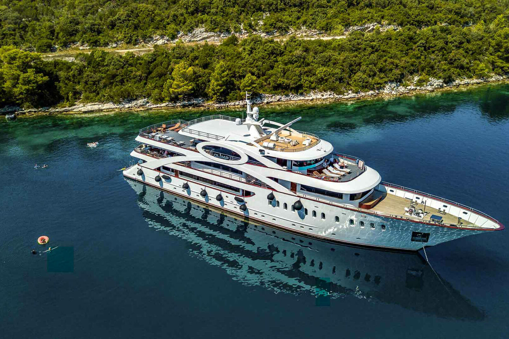 Luxury yacht for charter Olimp on anchor