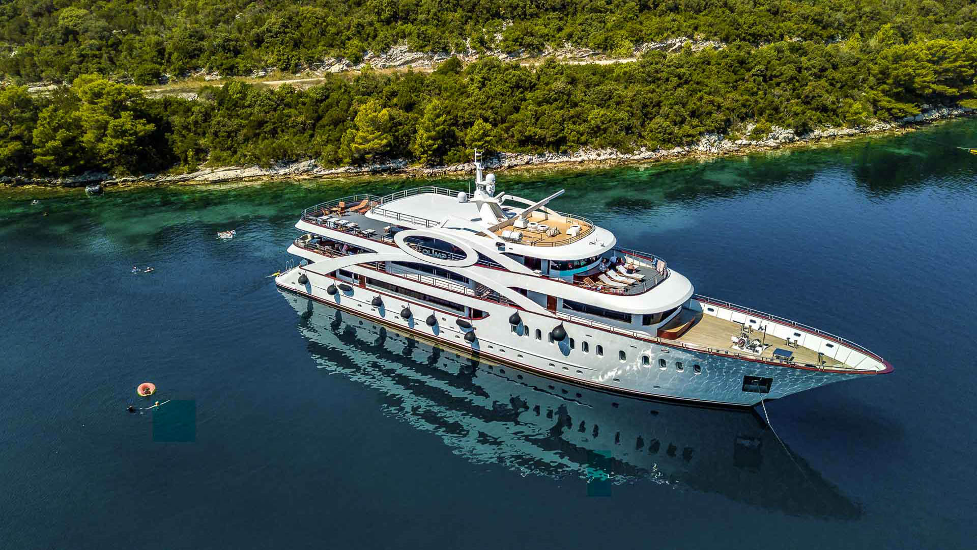 Luxury yacht for charter Olimp on anchor