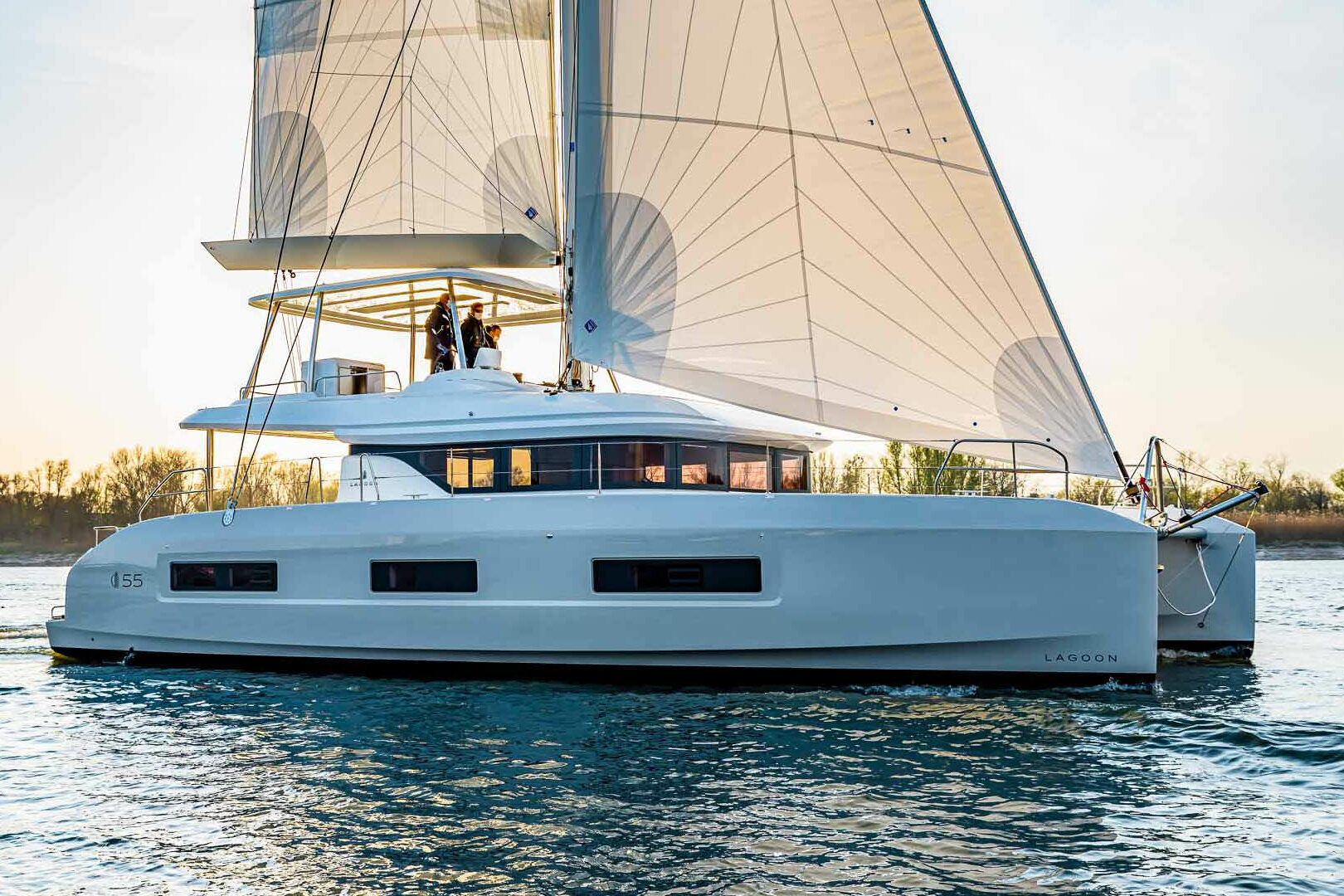 Luxury catamaran Lagoon 55 sailing