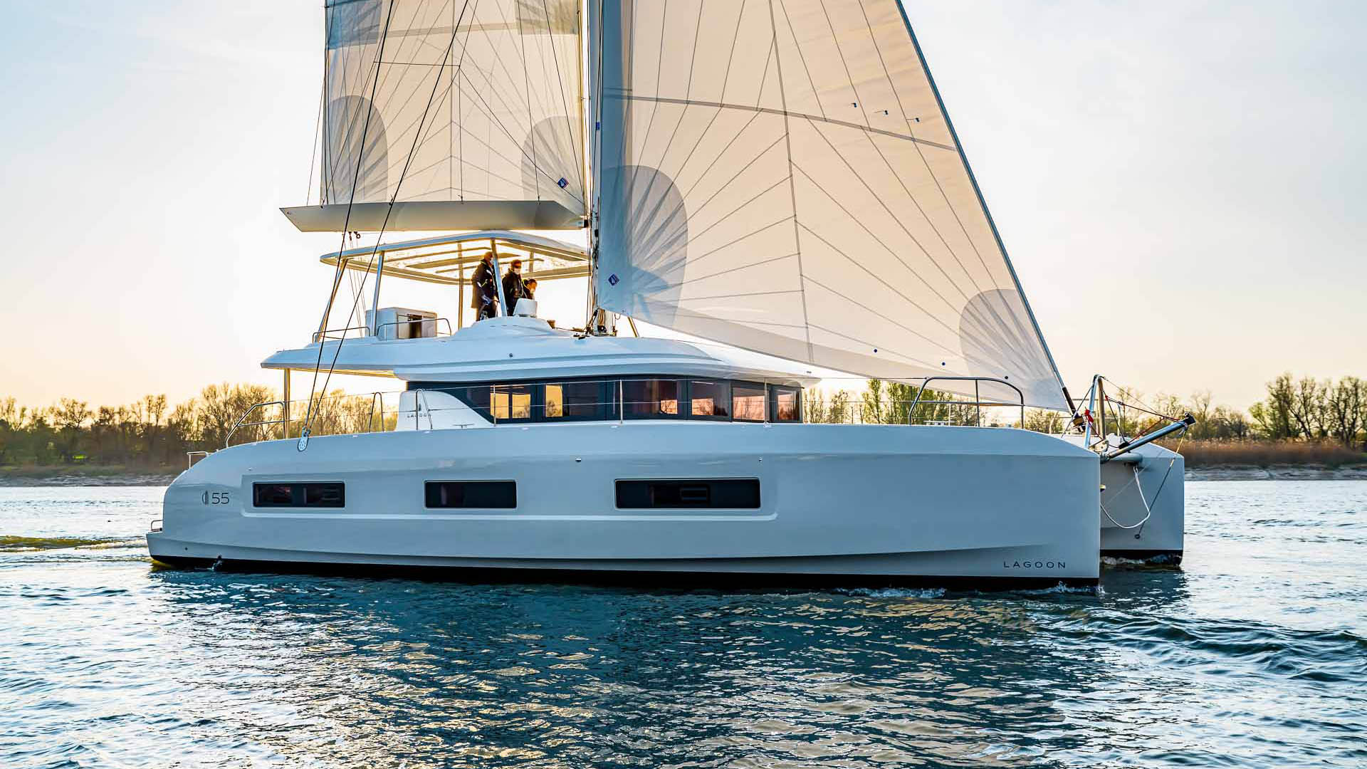 Luxury catamaran Lagoon 55 sailing