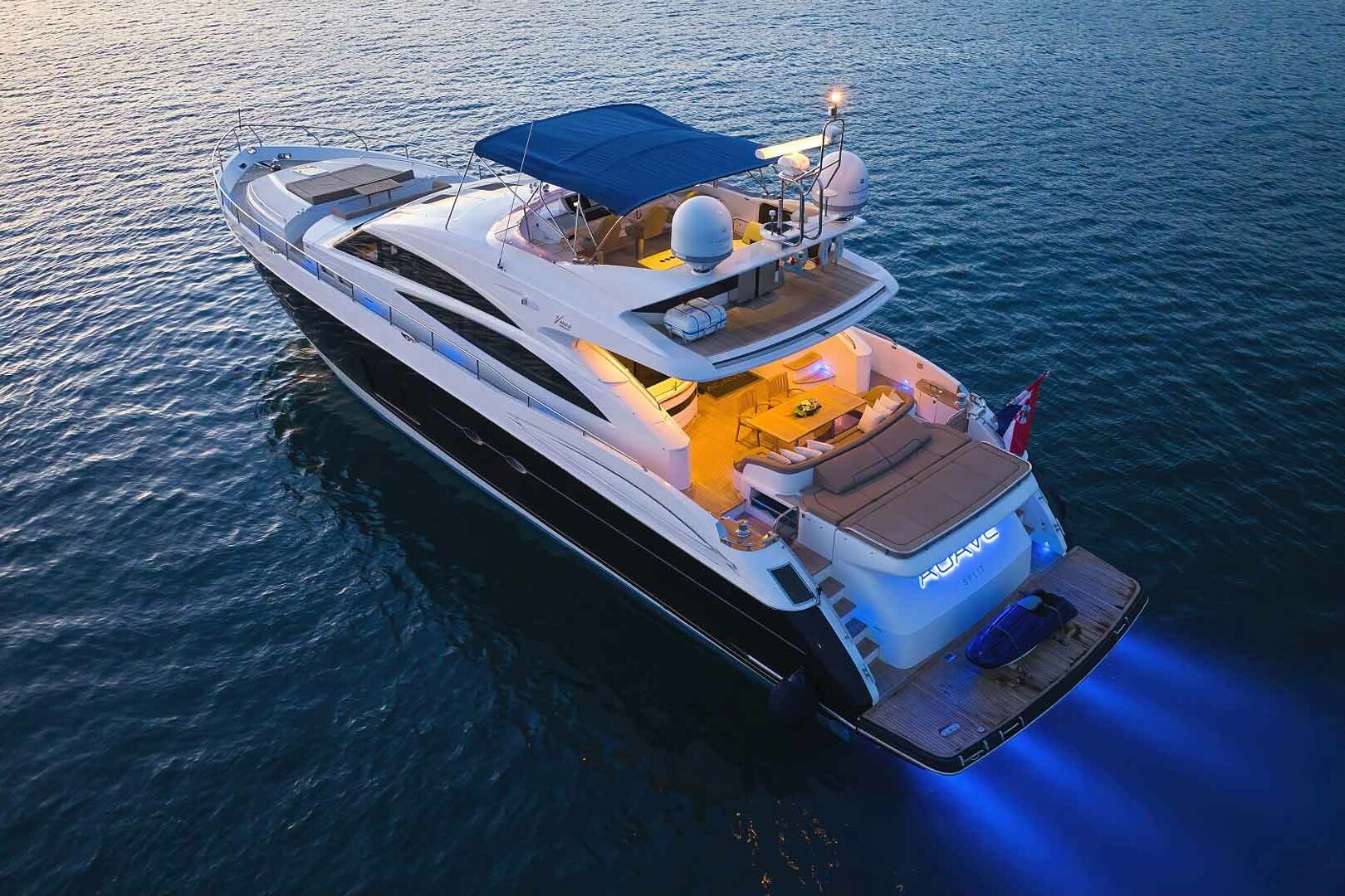 Luxury yacht Agave aft view