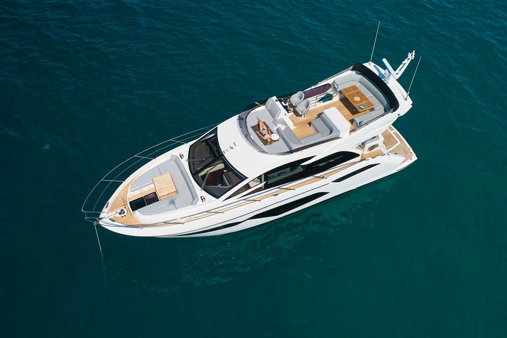 Sunseeker Manhattan 55 Apolo aereal view at anchor