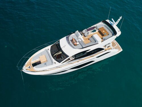 Sunseeker Manhattan 55 Apolo aereal view at anchor