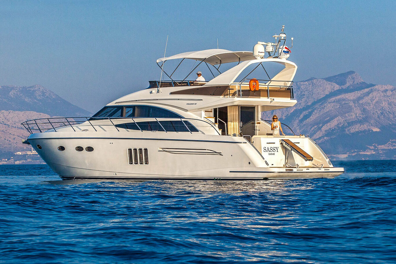 Luxury yacht Princess 62 Sassy side view