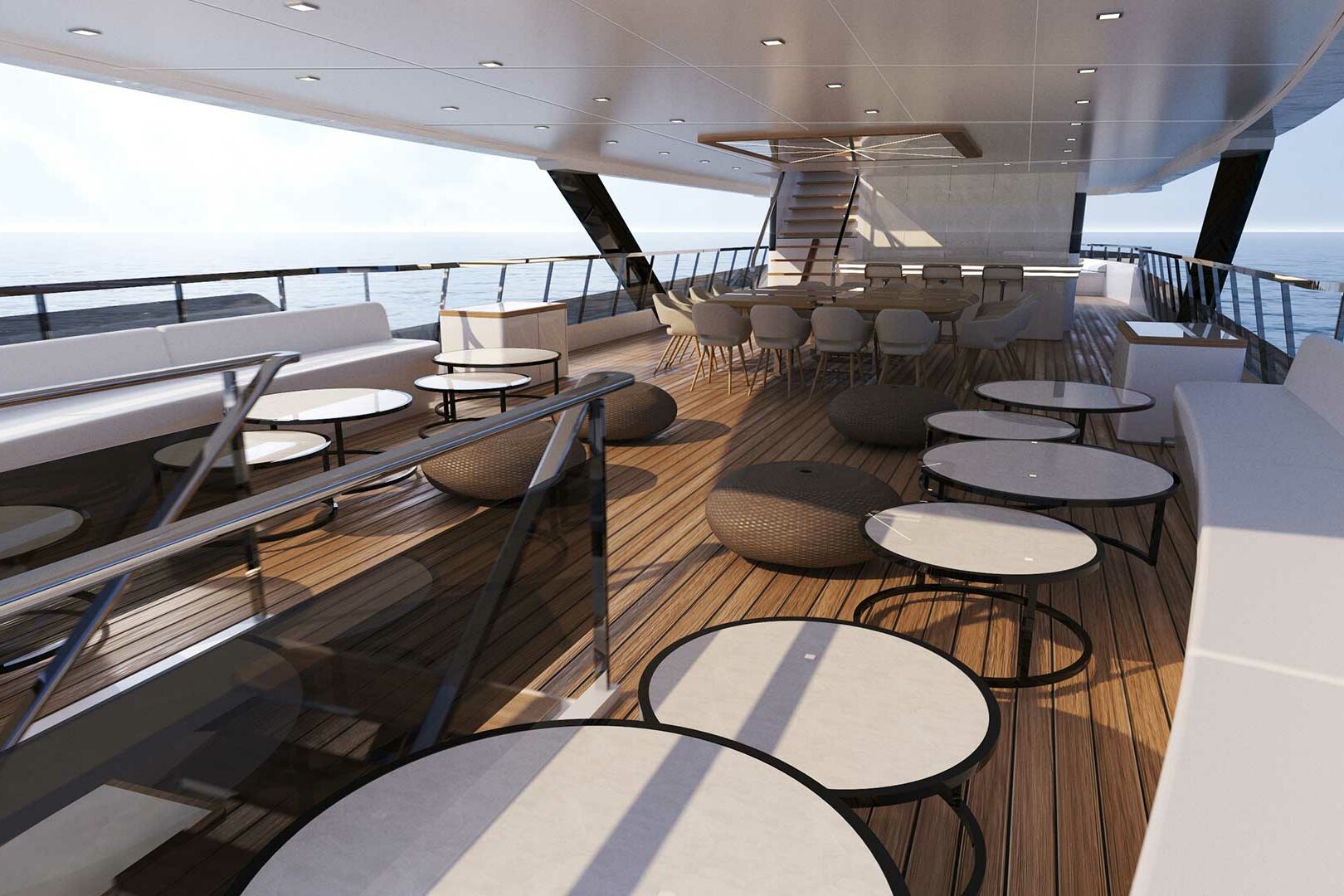 Luxury yacht Argo outside dining area