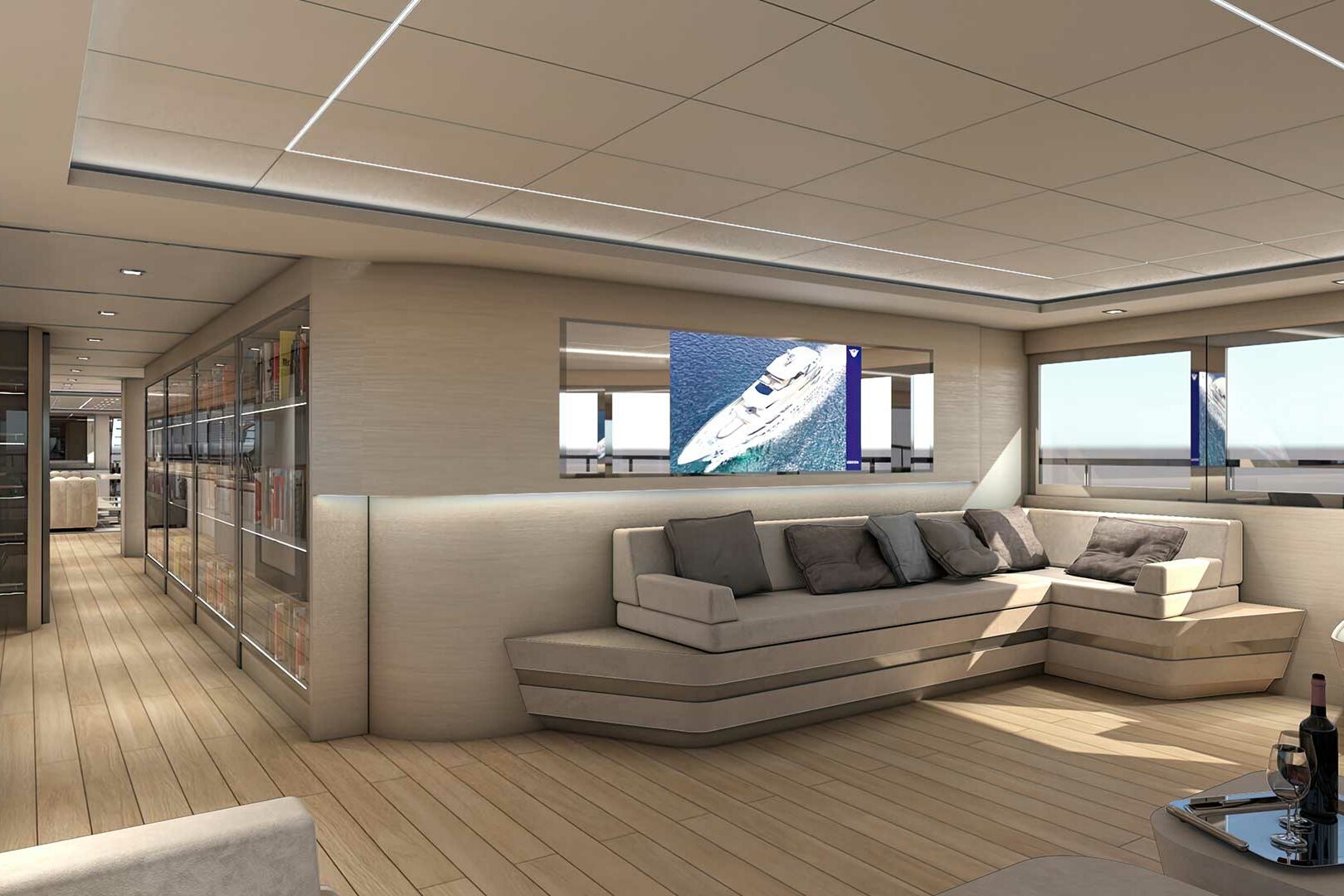 Luxury yacht Argo lounge area