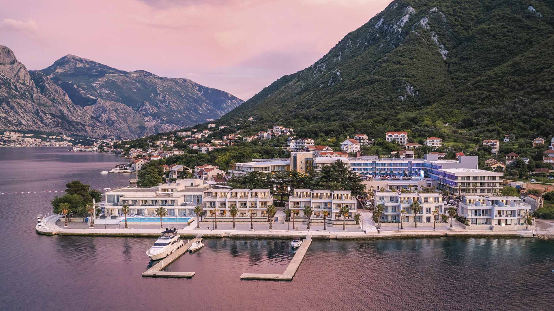 aerial hotel view of Hyatt Regency Kotor Bay Resort