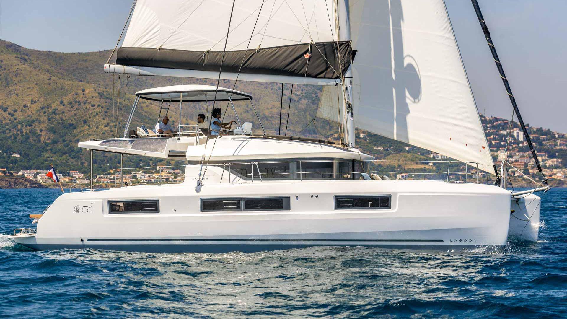 Luxury catamaran Lagoon 51 sailing