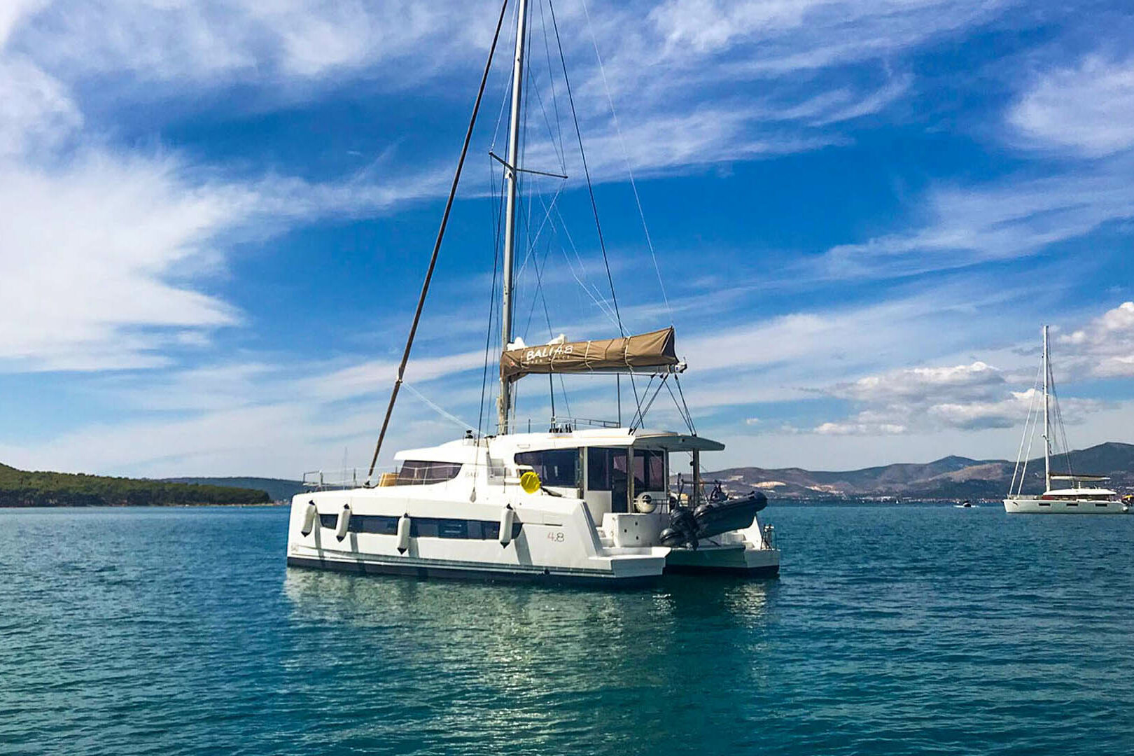 Luxury catamaran Bali 4.8 port side view