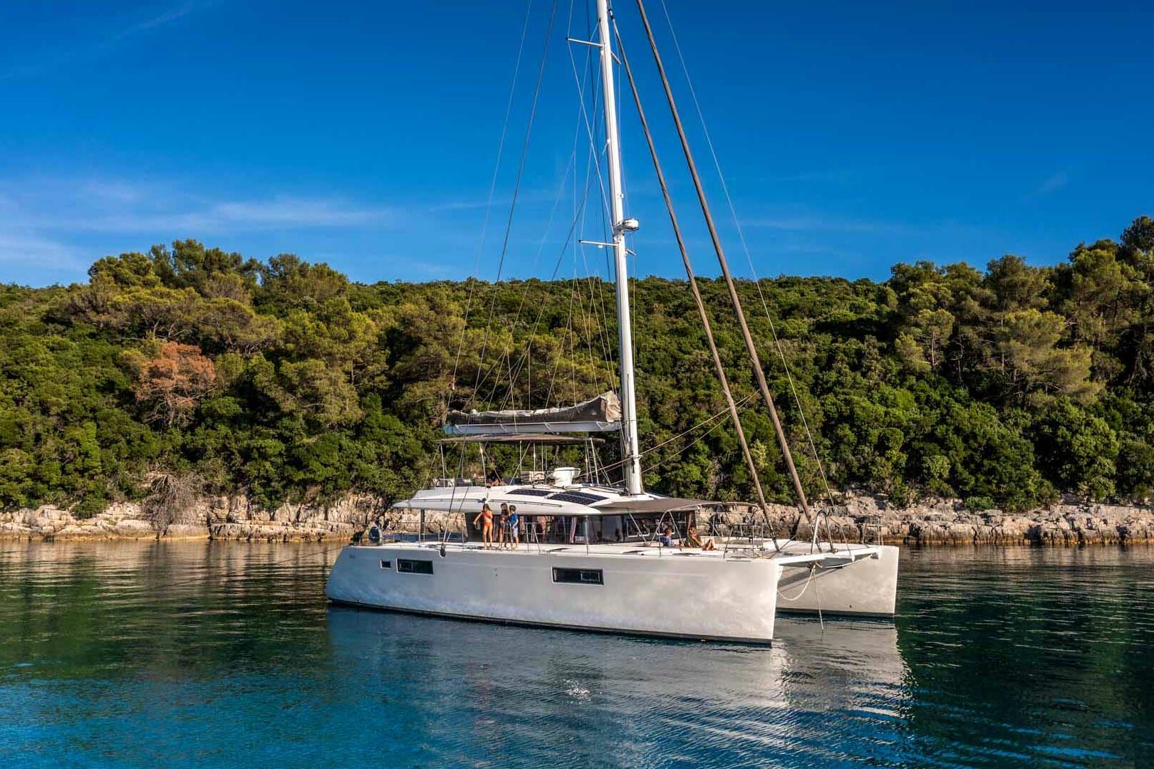 Luxury catamaran Lagoon 560 S2 in the bay