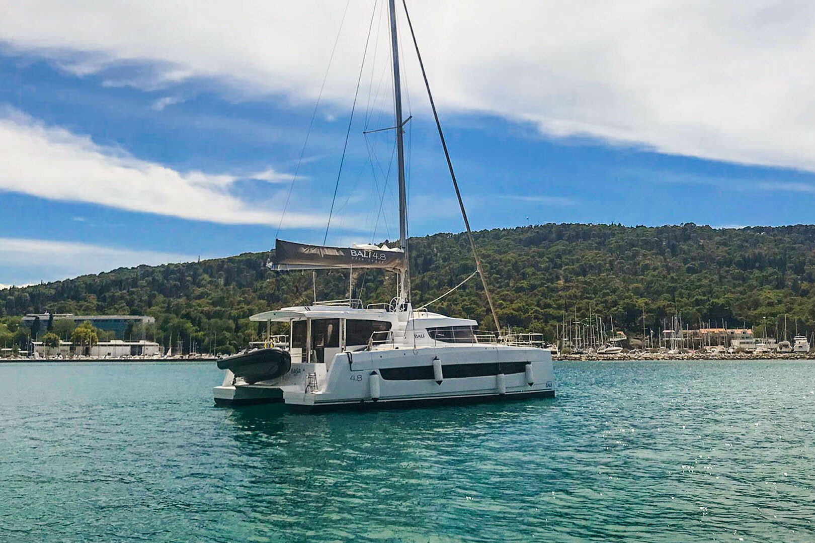 Luxury catamaran Bali 4.8 starboard side view