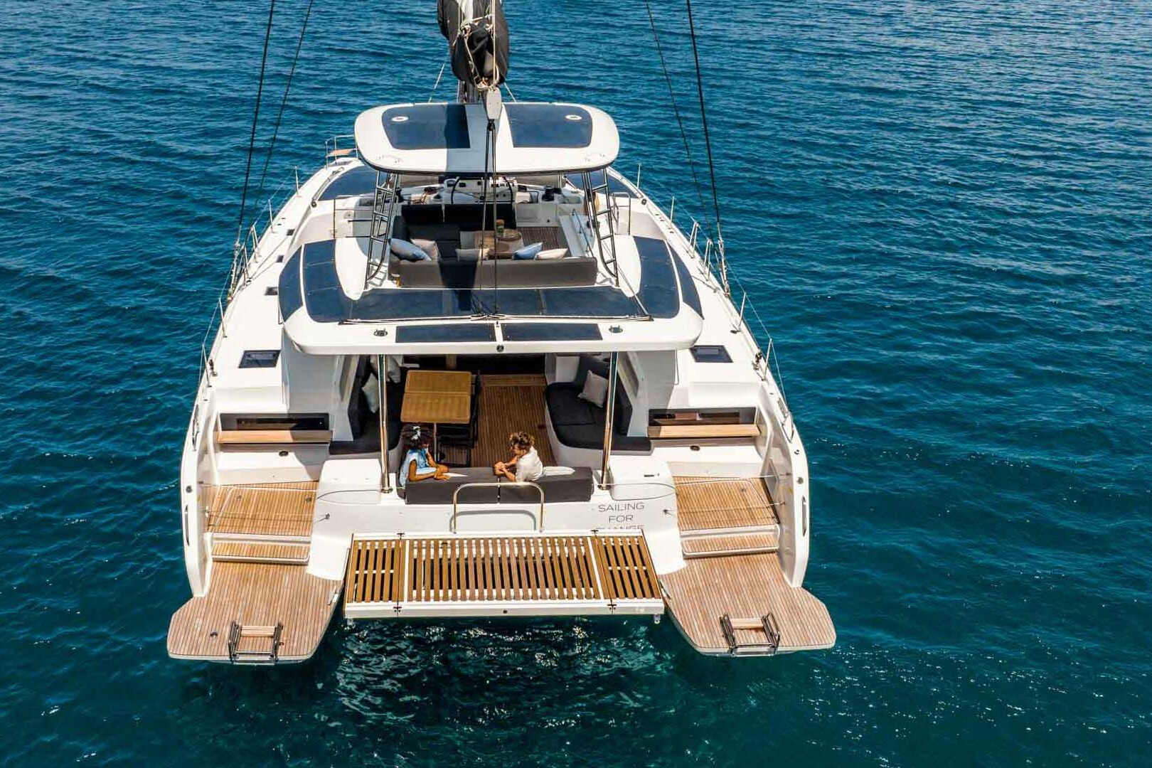 Luxury catamaran Lagoon 51 stern view