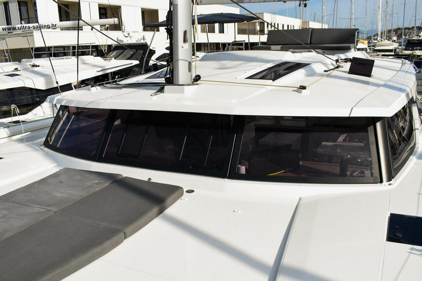 Luxury catamaran Saona 47 foredeck