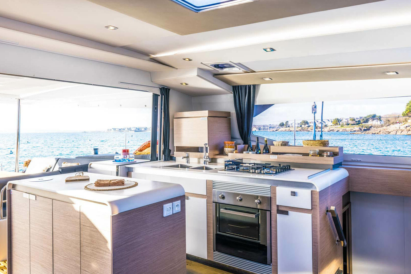 Luxury yacht Aura 51 kitchen view