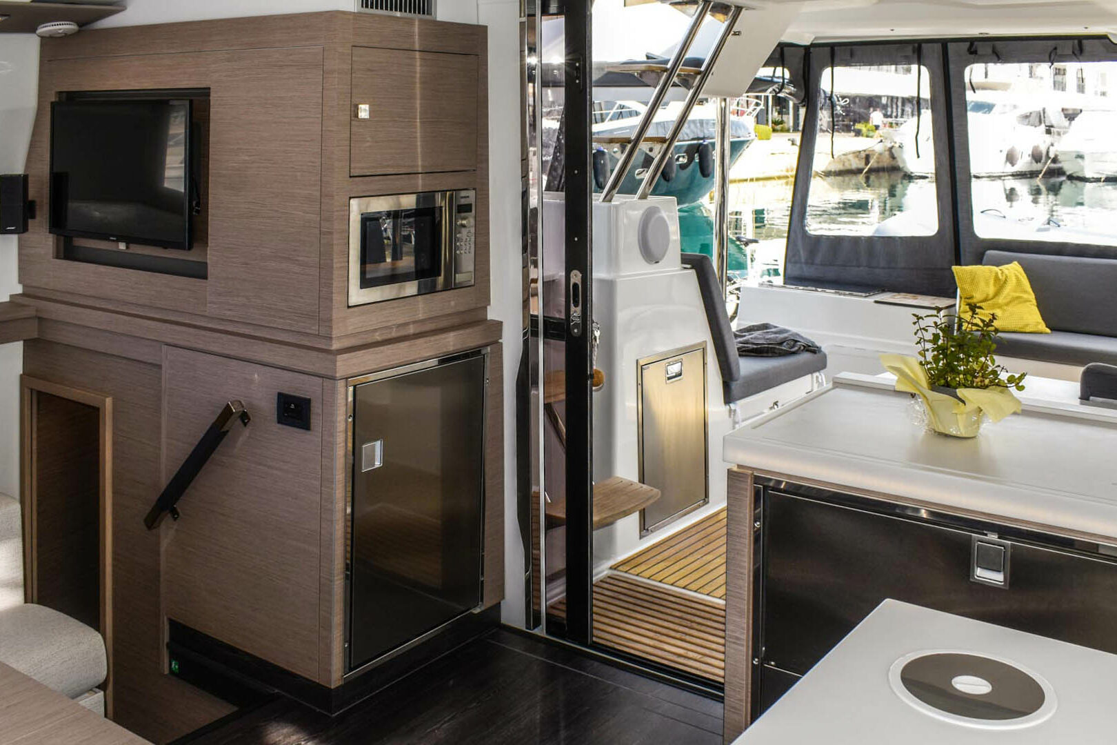 Luxury catamaran Saona 47 inside view