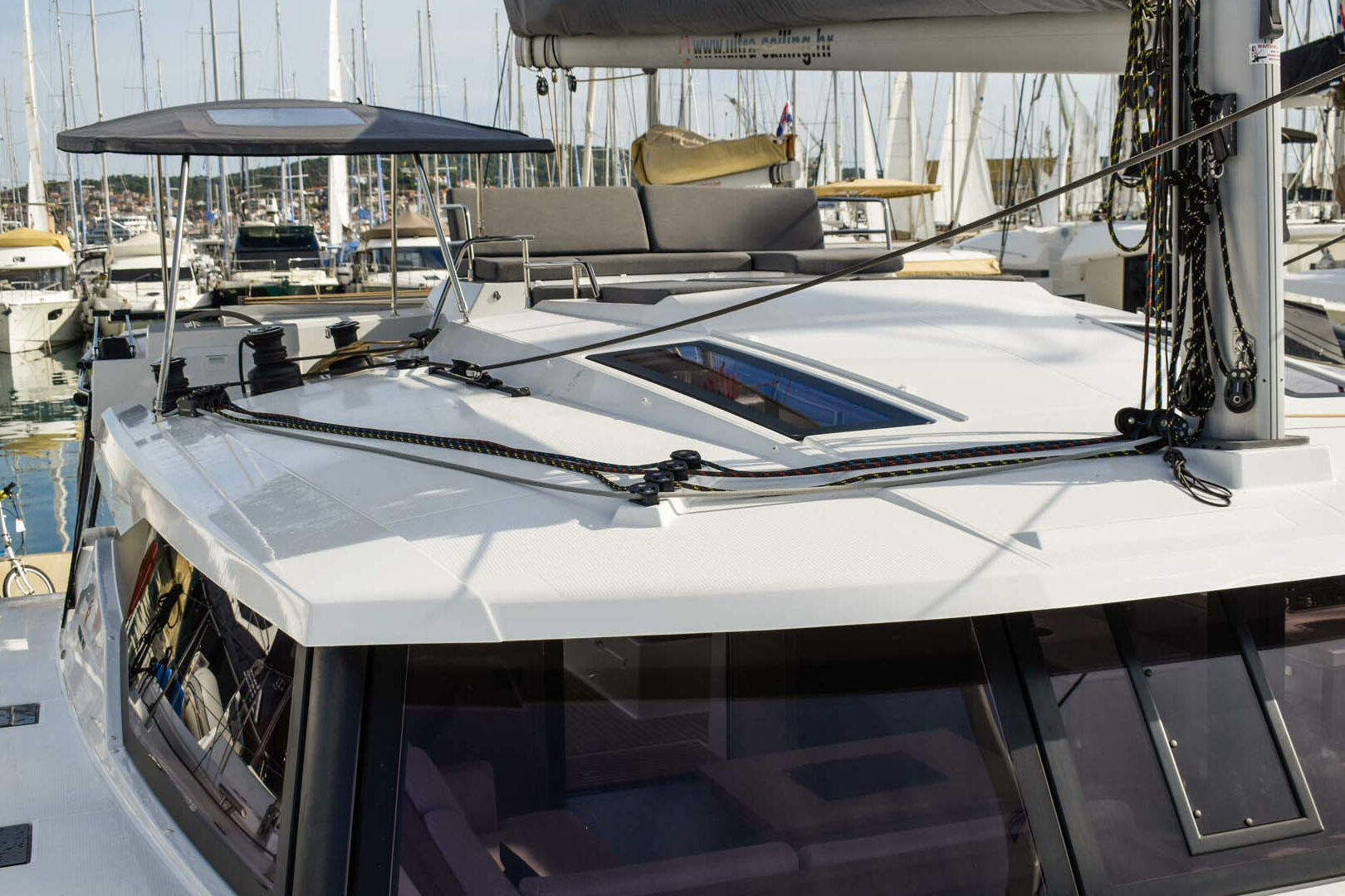 Luxury catamaran Saona 47 flybridge view