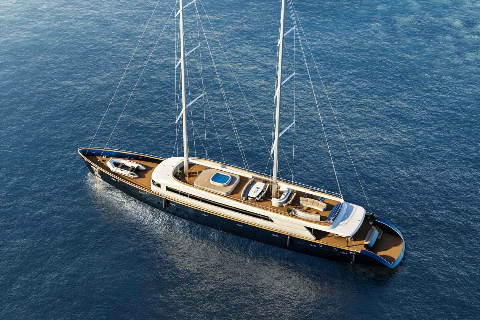 Luxury sailing yacht Nocturno aereal