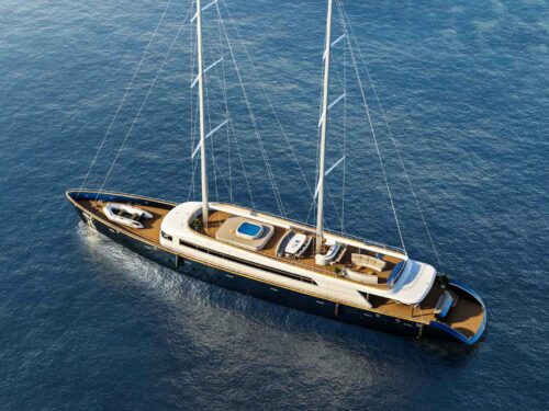 Luxury sailing yacht Nocturno aereal