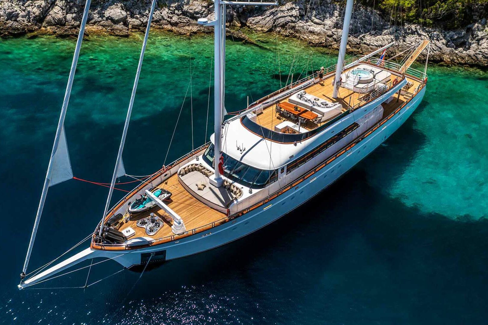 Luxury sailing yacht Love Story bow view