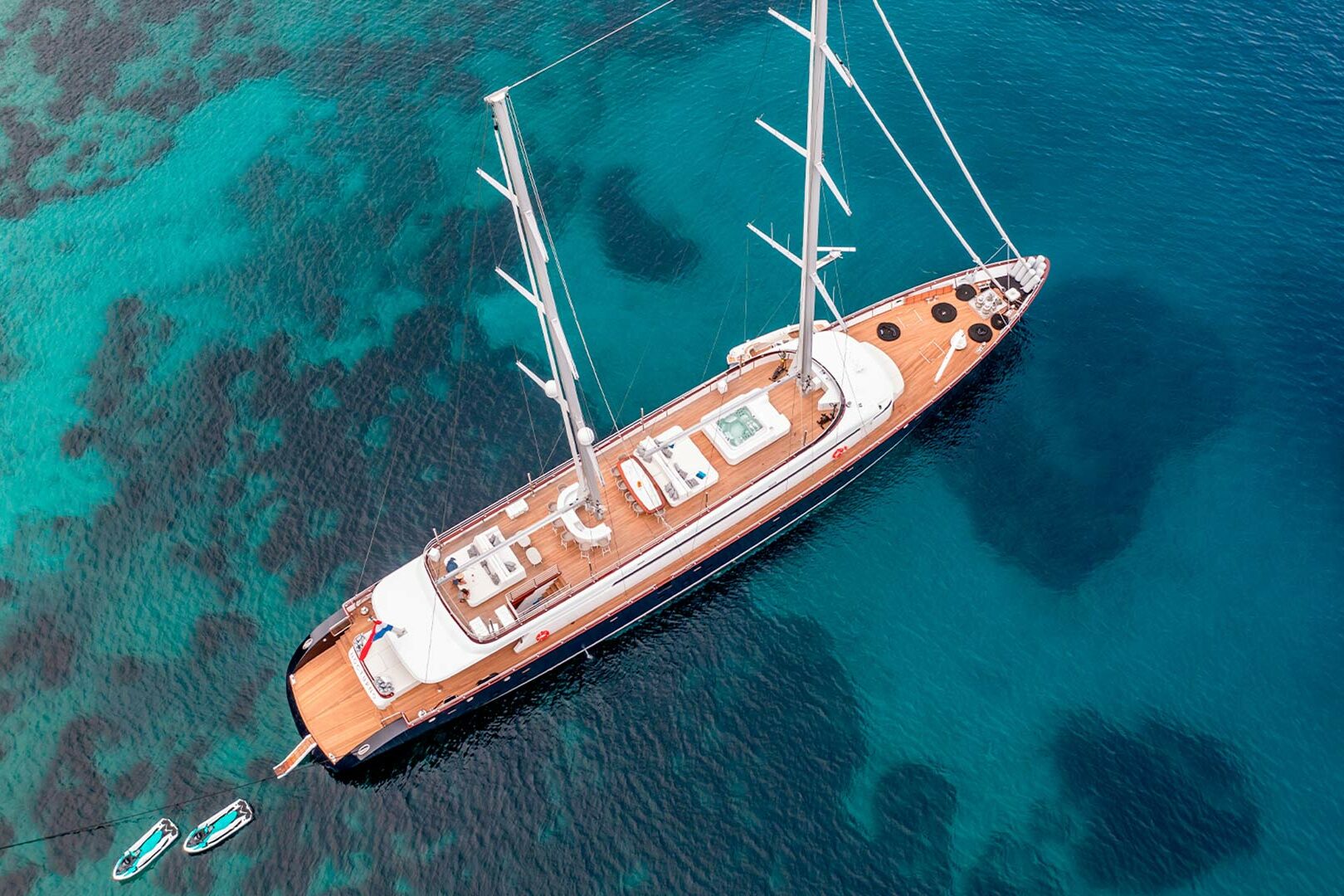 Luxury sailing yacht Nocturno view from the top