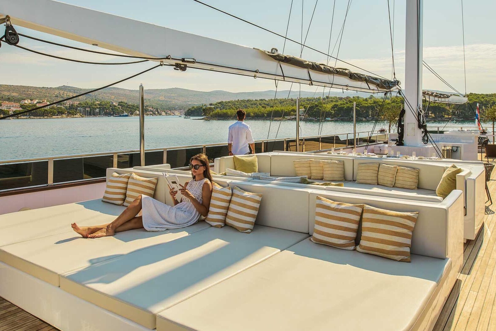 Luxury sailing yacht Anima Maris sun deck