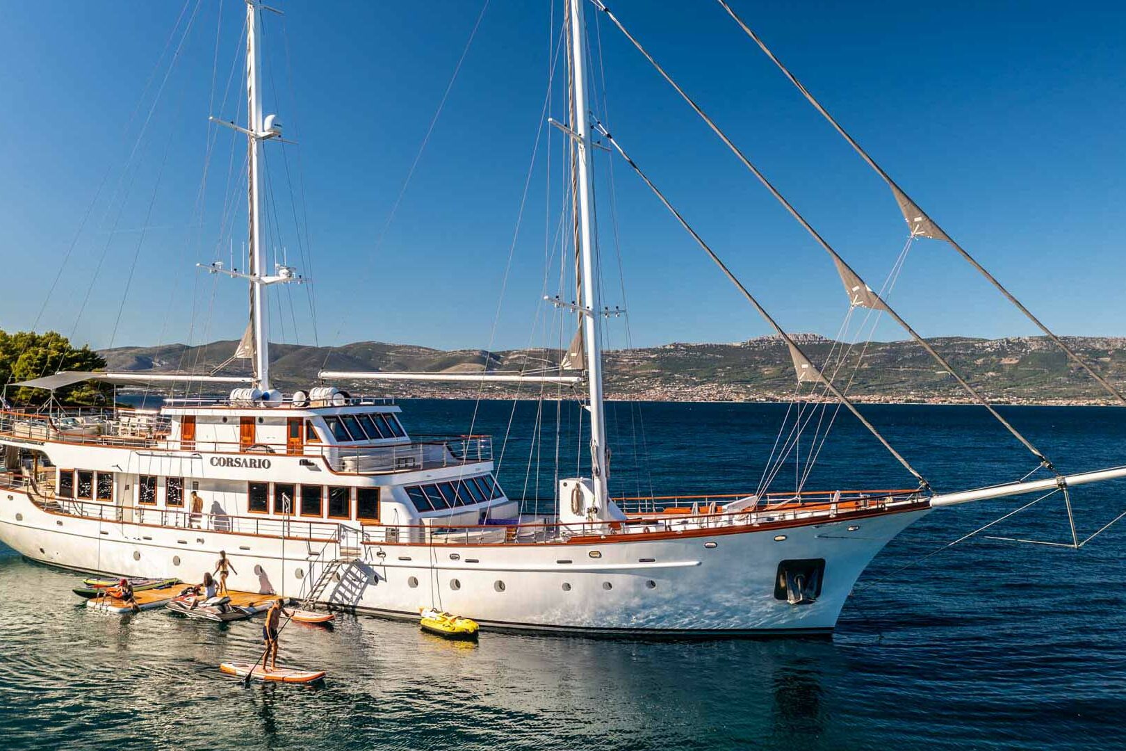 Luxury sailing yacht Corsario anchored