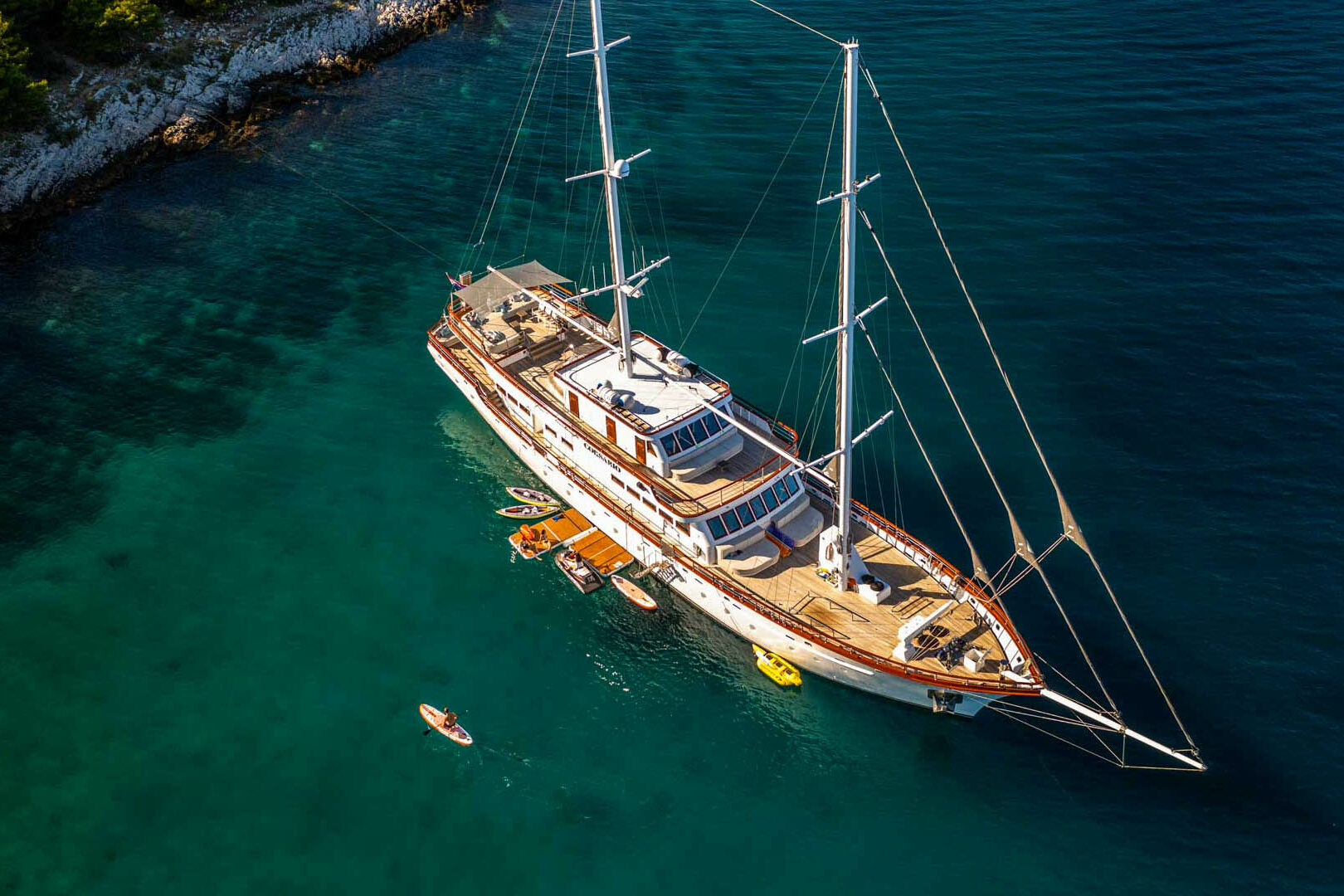 Luxury sailing yacht Corsario in the bay