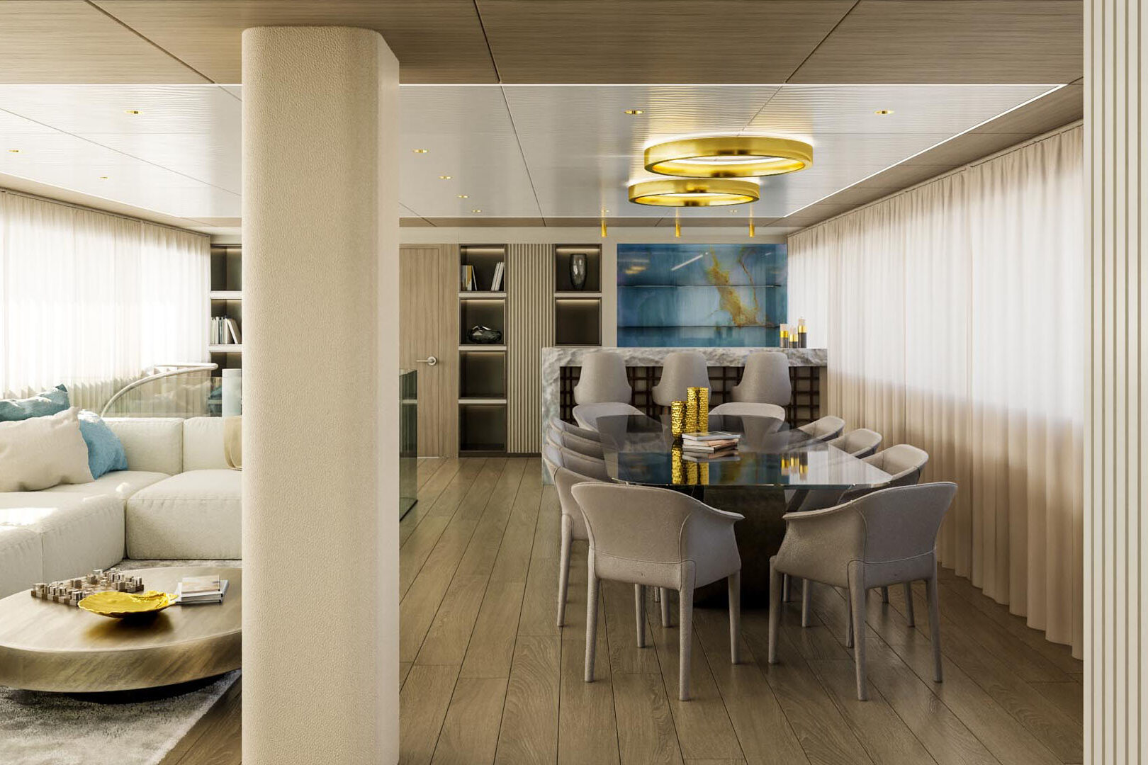 Luxury sailing yacht Nocturno salon