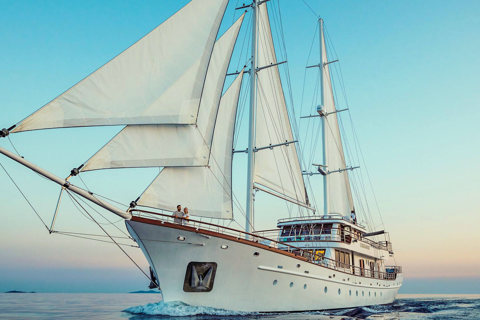 Luxury sailing yacht Corsario sailing view