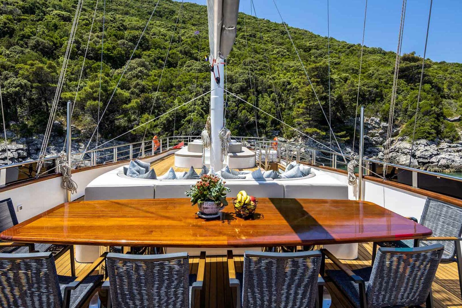 Luxury sailing yacht Love Story al fresco dining