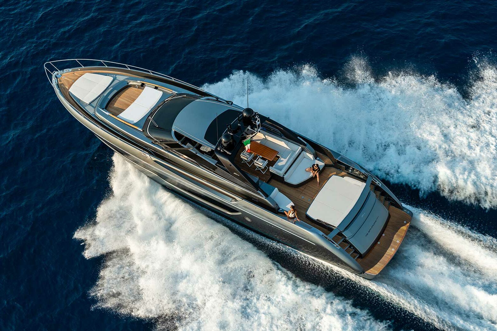 riva 76 bahamas super aerial view