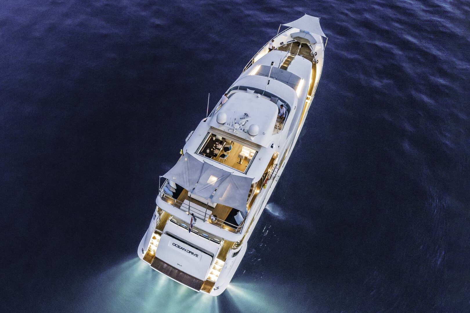 Luxury yacht Ocean Drive aereal view