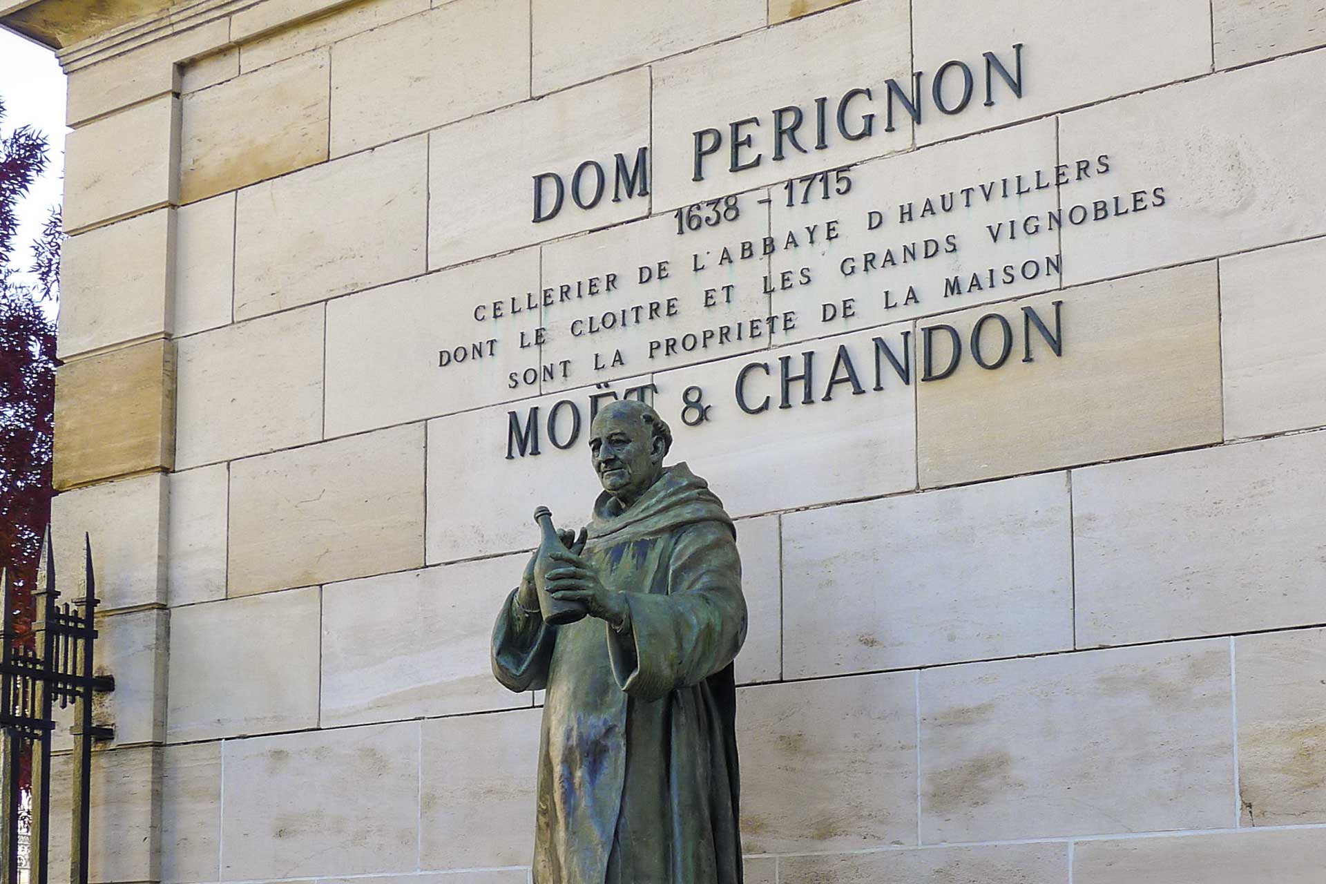 Bernard Arnault monument to monk Pierre Perignon in Reims