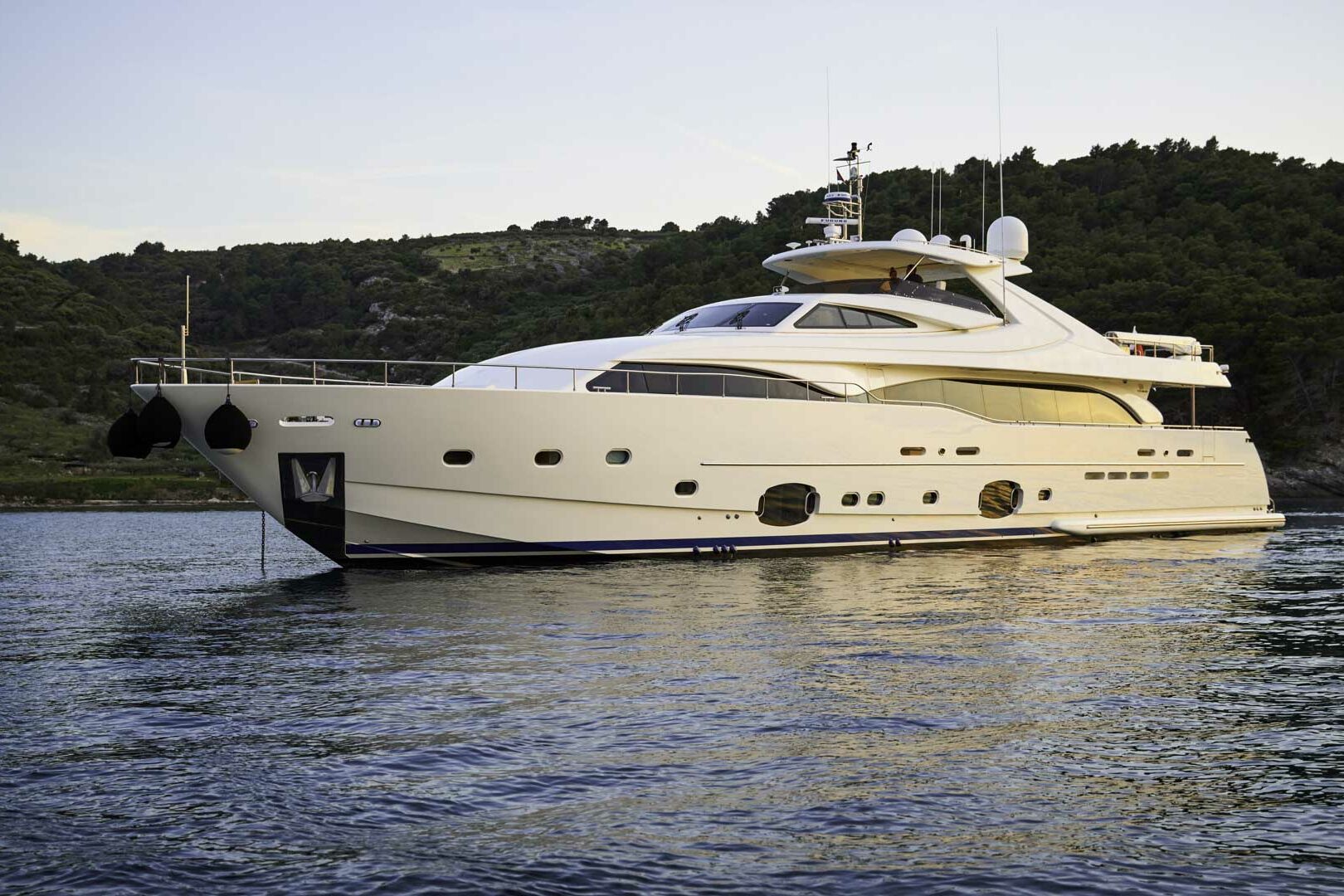 Luxury yacht Acceptus port side view