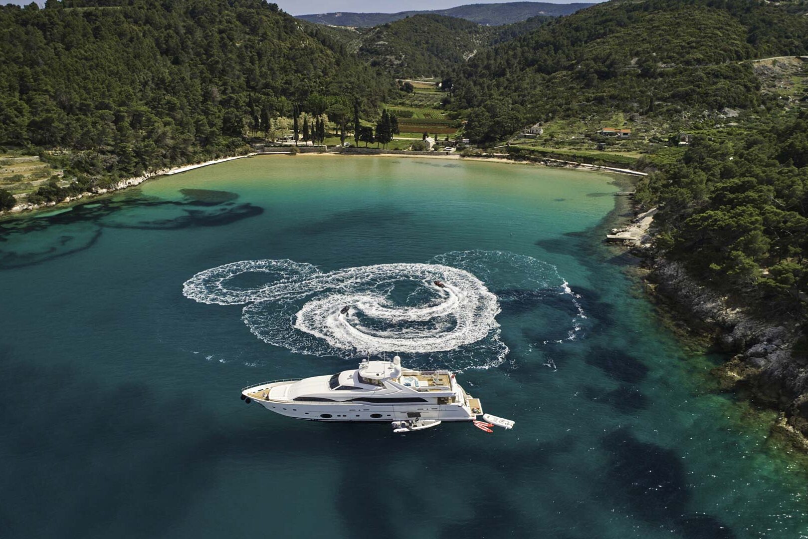 Luxury yacht Acceptus water toys from the air