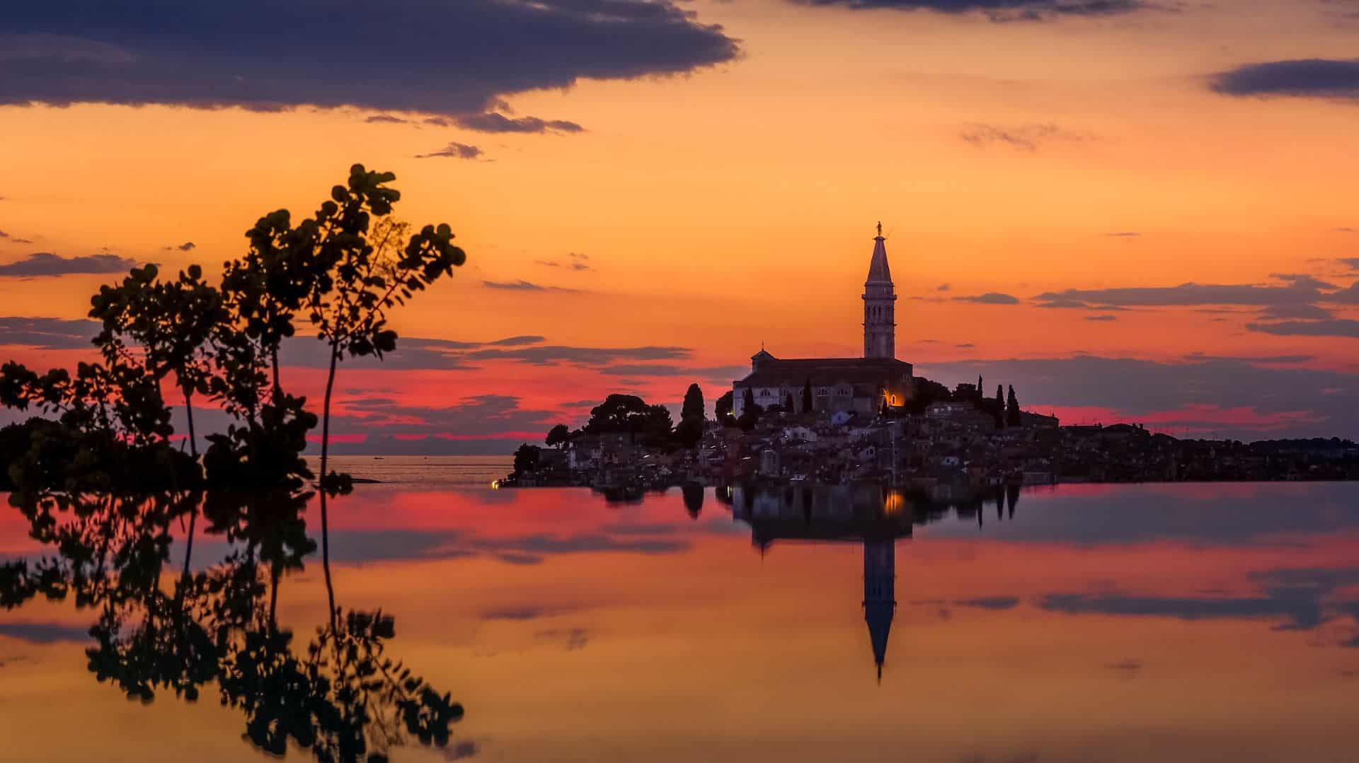 Rovinj sunset church of Church of St. Euphemia